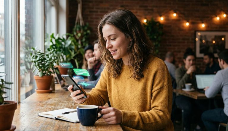 chatbot IA interagissant avec un utilisateur sur un écran d'ordinateur
