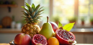 Assortiment de fruits frais commençant par P pour l'article