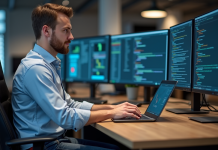API SVC, comprendre à quoi sert une interface de type service .svc dans un contexte technique Homme développeur concentré sur son ordinateur au bureau