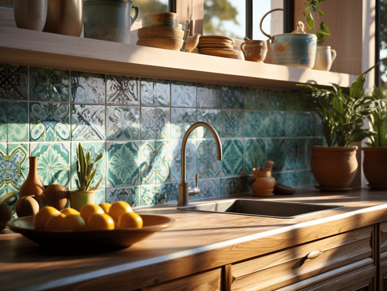 Carrelage zellige coloré dans un intérieur moderne et élégant