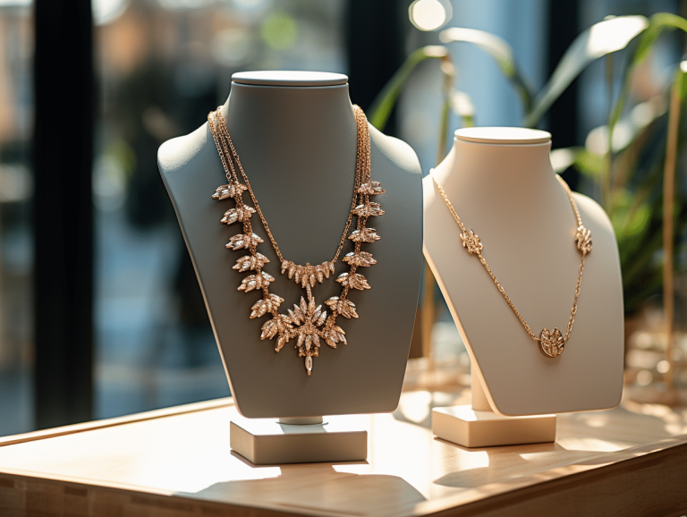 Collier en or et argent mettant en valeur un décolleté féminin