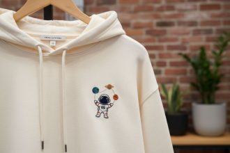sweat personnalisé brodé mettant en avant la qualité et la durabilité