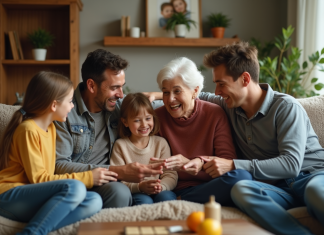 Objectifs de la famille : 3 clés importantes pour réussir en famille Famille multigenerational jouant à un jeu de société dans le salon