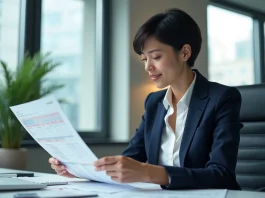 Femme d'affaires en réunion dans un bureau moderne