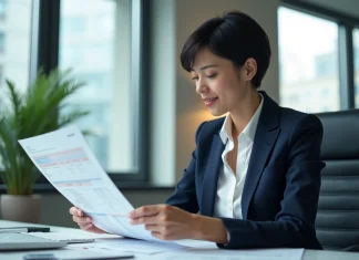 Femme d'affaires en réunion dans un bureau moderne