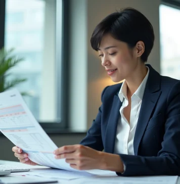 Femme d'affaires en réunion dans un bureau moderne