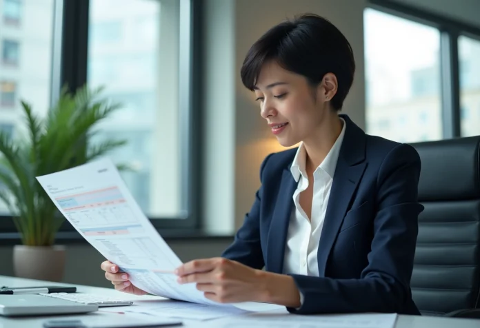 Femme d'affaires en réunion dans un bureau moderne