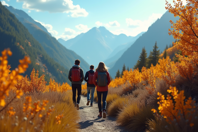 Randonnée en plein air entre amis sur un sentier verdoyant
