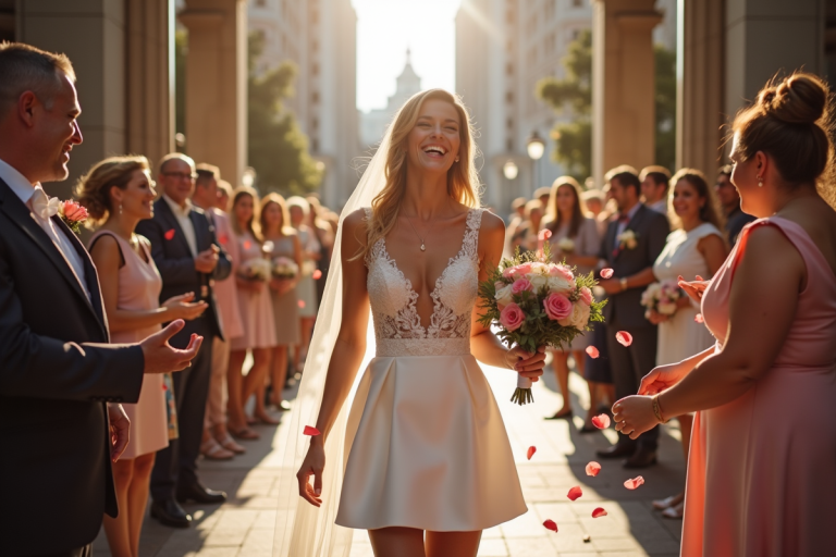 Robe courte élégante pour mariage civil en 2025