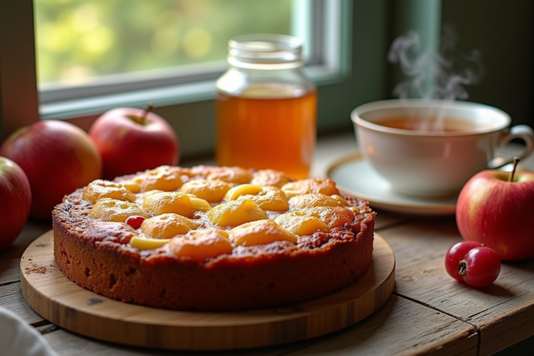 Gâteau moelleux à la compote de pommes fait maison