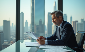 Meilleurs paradis fiscaux : comment choisir le plus avantageux ? Homme d'affaires en costume dans un bureau moderne