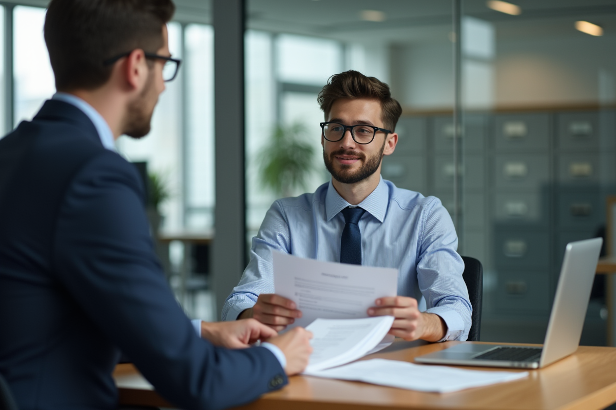 Jeune homme discutant de prêt étudiant avec conseiller