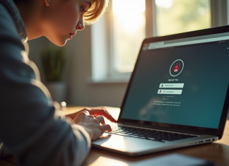 Jeune adulte utilisant un ordinateur portable au jour