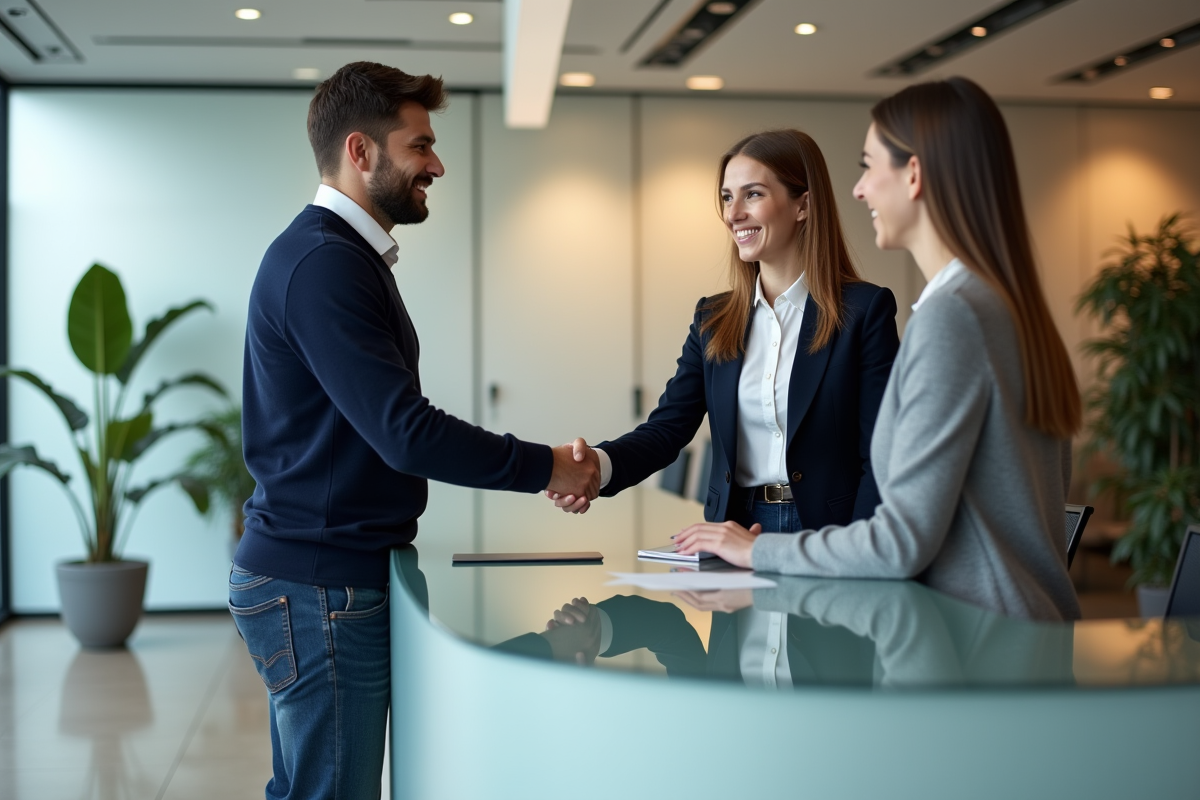 Jeune homme serrant la main d