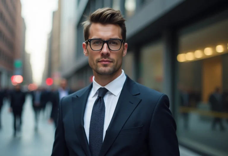 Lunettes de vue stylées pour homme sur fond neutre