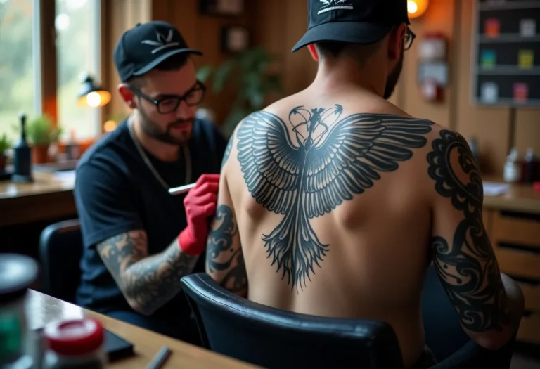 Tatouage d'ailes représentant la liberté et la spiritualité