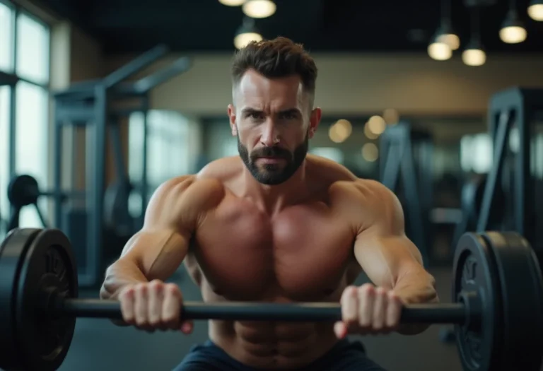Barre curl EZ utilisée pour l'hypertrophie musculaire en salle de sport