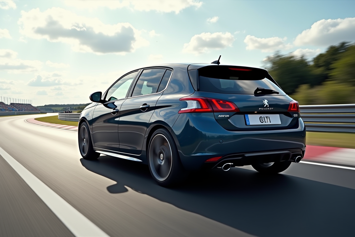 Peugeot 308 GTI en pleine course sur circuit