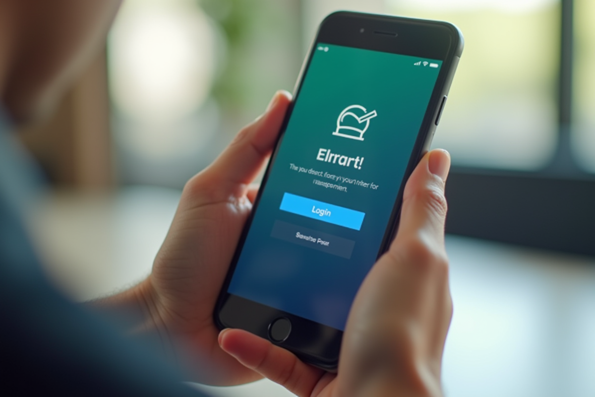 Fiche de smartphone affichant un message d
