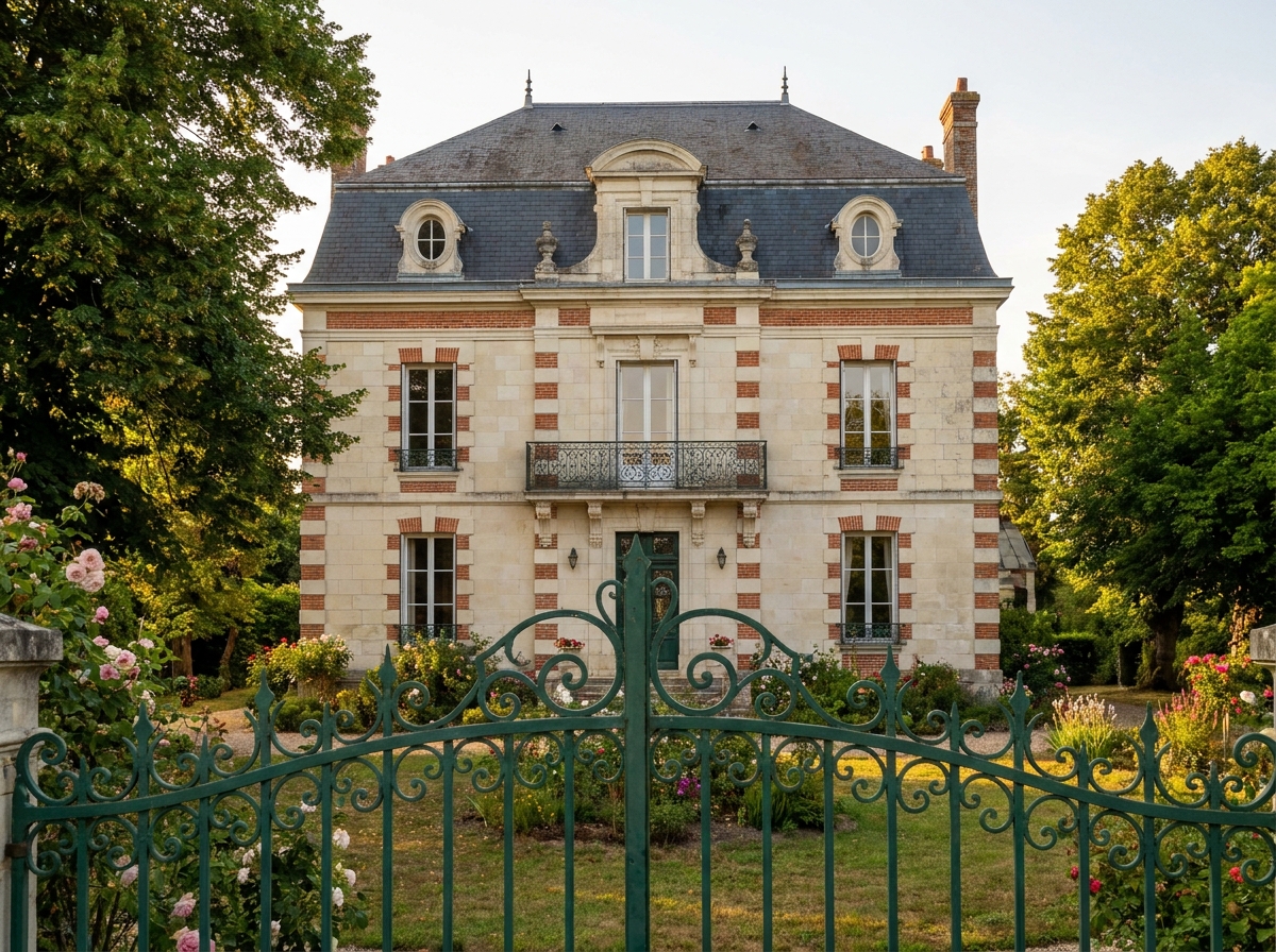 Une demeure du XIXe siècle à Avoine, derrière sa grille en fer forgé