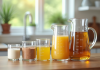 Verres doseurs et tasses de cuisine avec liquides et poudres