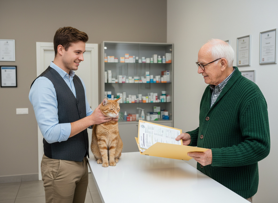 Vétérinaire examinant un chat dans une clinique moderne